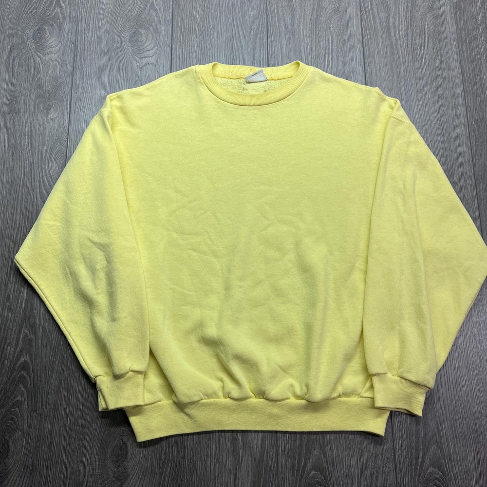 Vintage 1970s Yellow Pastel Tone Blank Raglan Sweatshirt Medium True Vintage